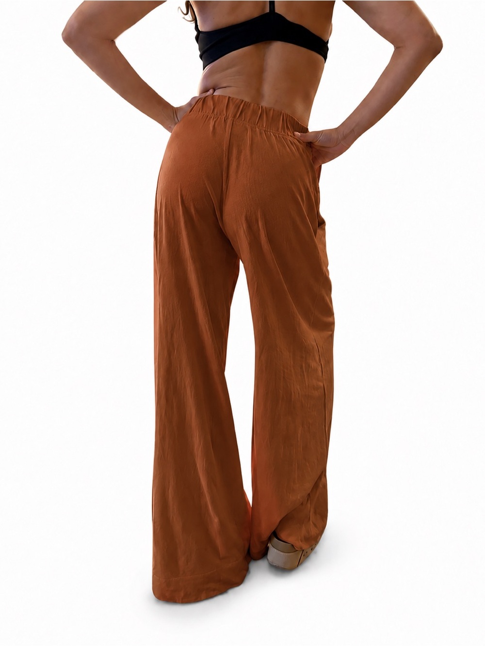 Free People Wide-Leg Pants in Warm Chestnut XS Sarong Pants Rust Camel - Picture 5 of 5